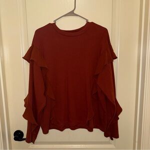 a new day Women's Ruffled Sleeve Sweatshirt - Rust